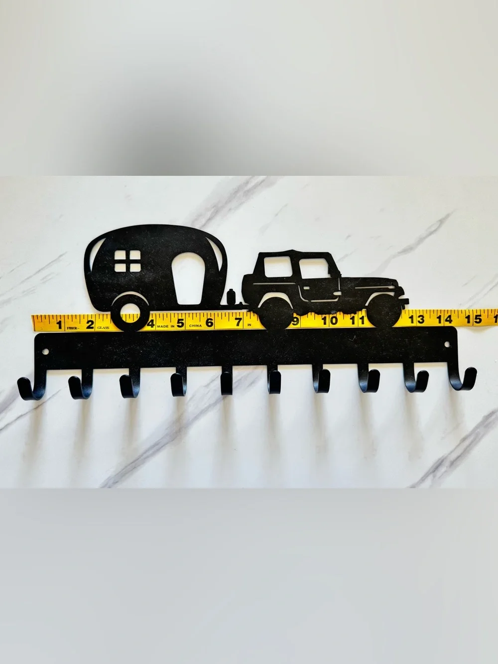 Black Camper and Jeep Wall Hook Rack by